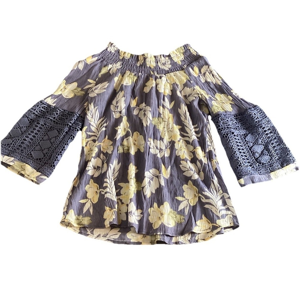 Cottagecore Boho‎ Coconutgirl Coquette off the shoulder crochet sleeve top